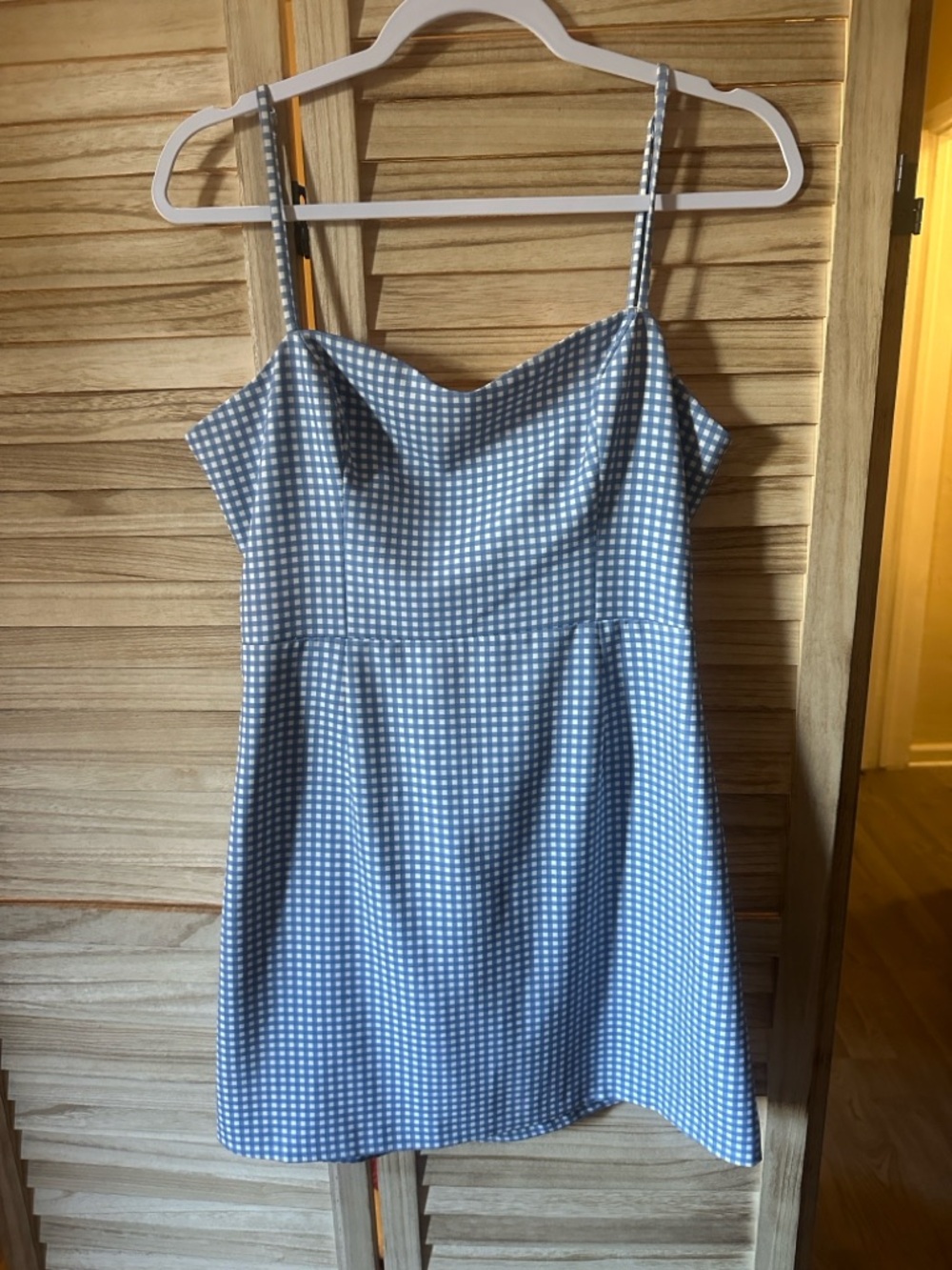 French Connection Light Blue Gingham Mini Dress